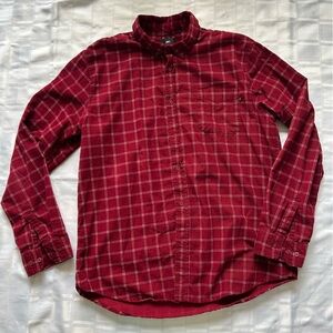 Obey Red Checkered Corduroy Button Down Long Sleeve Top